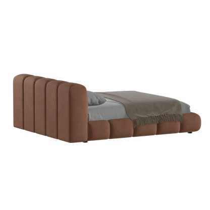 Fluffy Upholstered Bed Frame in Textured Bouclé