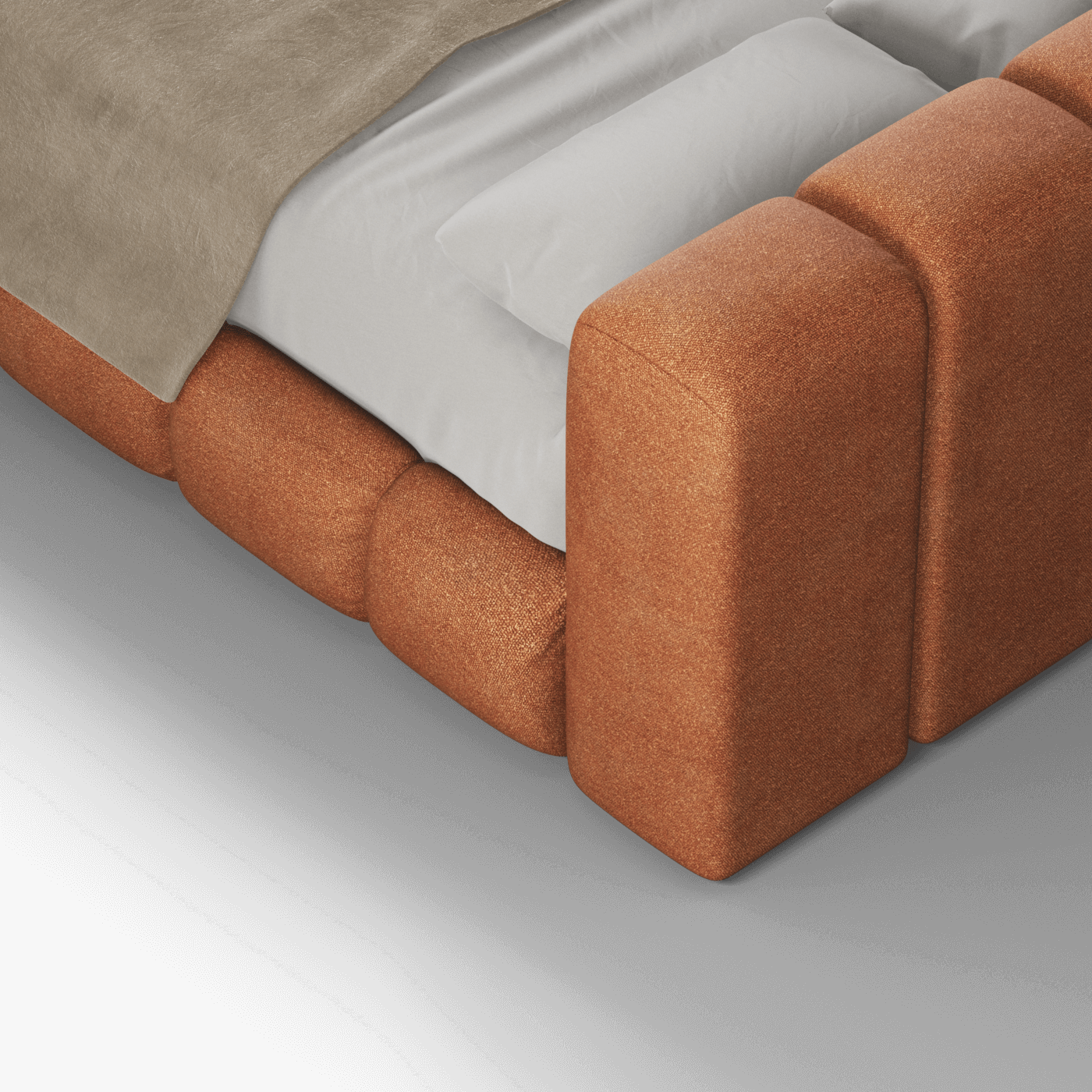 Fluffy Upholstered Bed Frame in Textured Bouclé