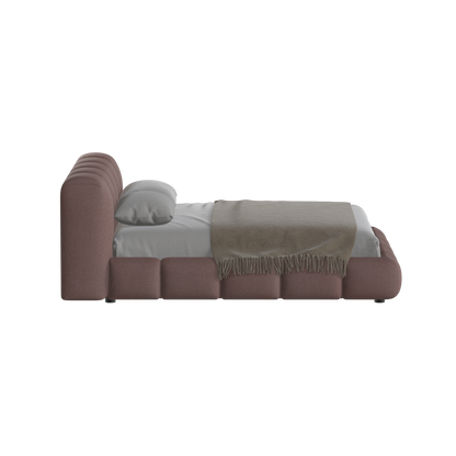 Fluffy Upholstered Bed Frame in Textured Bouclé