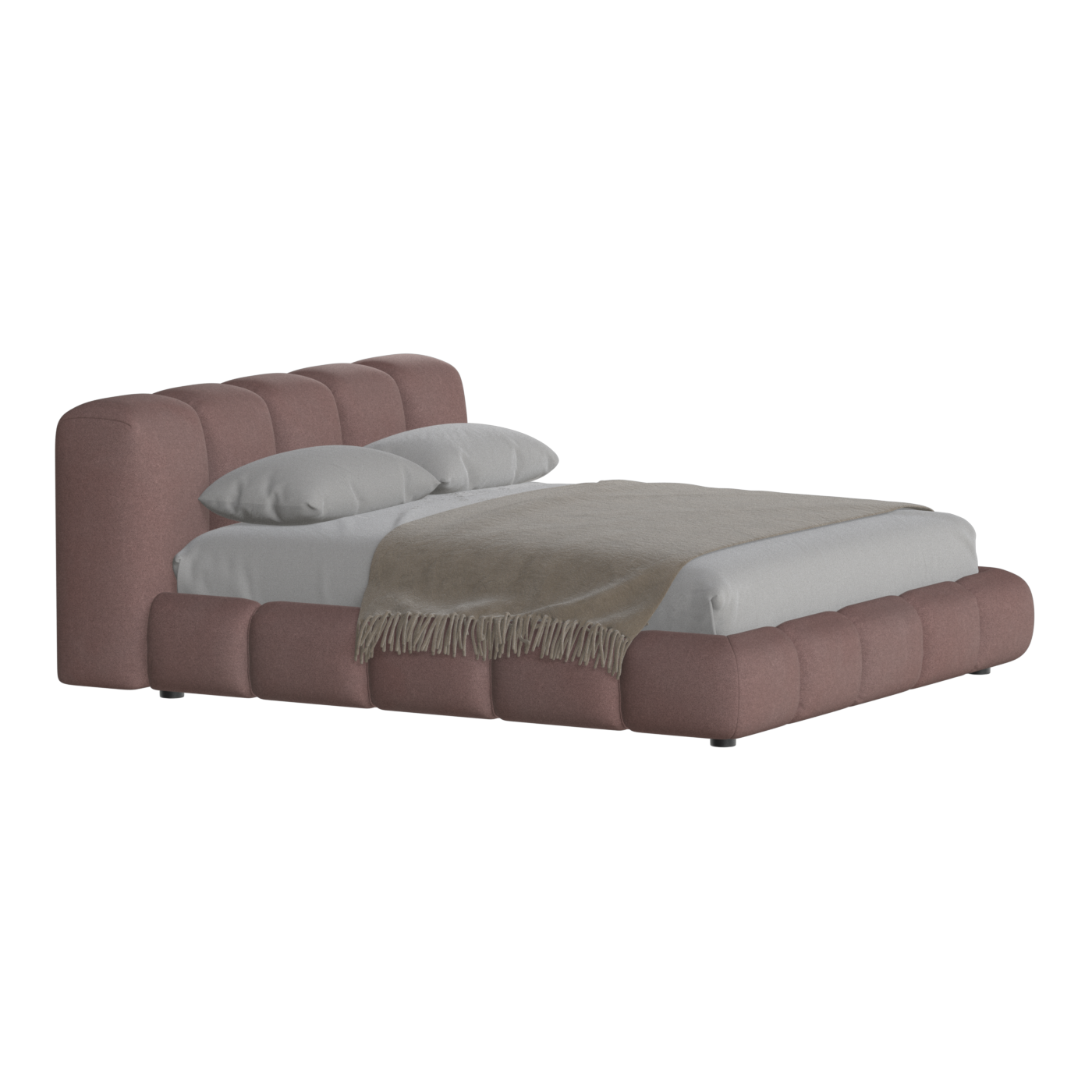 Fluffy Upholstered Bed Frame in Textured Bouclé