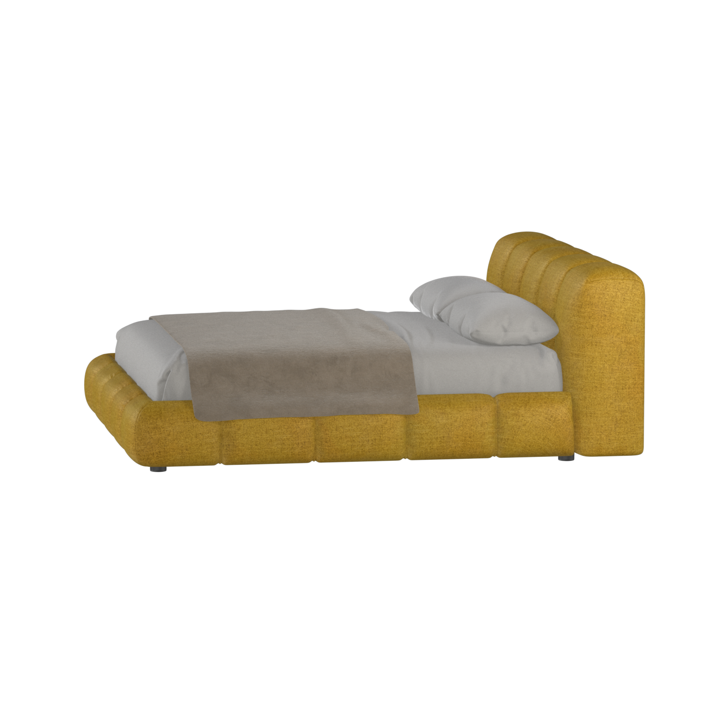 Fluffy Upholstered Bed Frame in Textured Bouclé