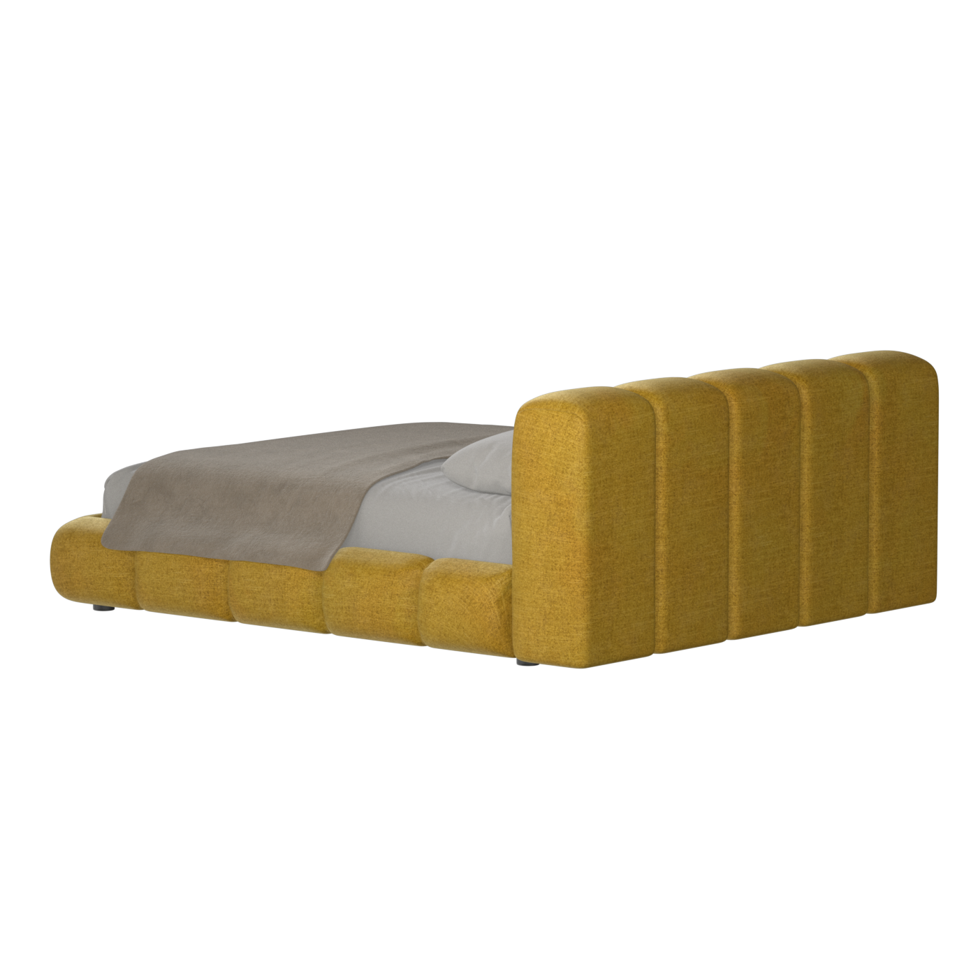 Fluffy Upholstered Bed Frame in Textured Bouclé