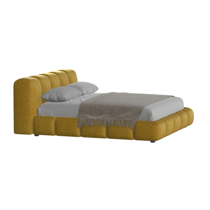 Fluffy Upholstered Bed Frame in Textured Bouclé