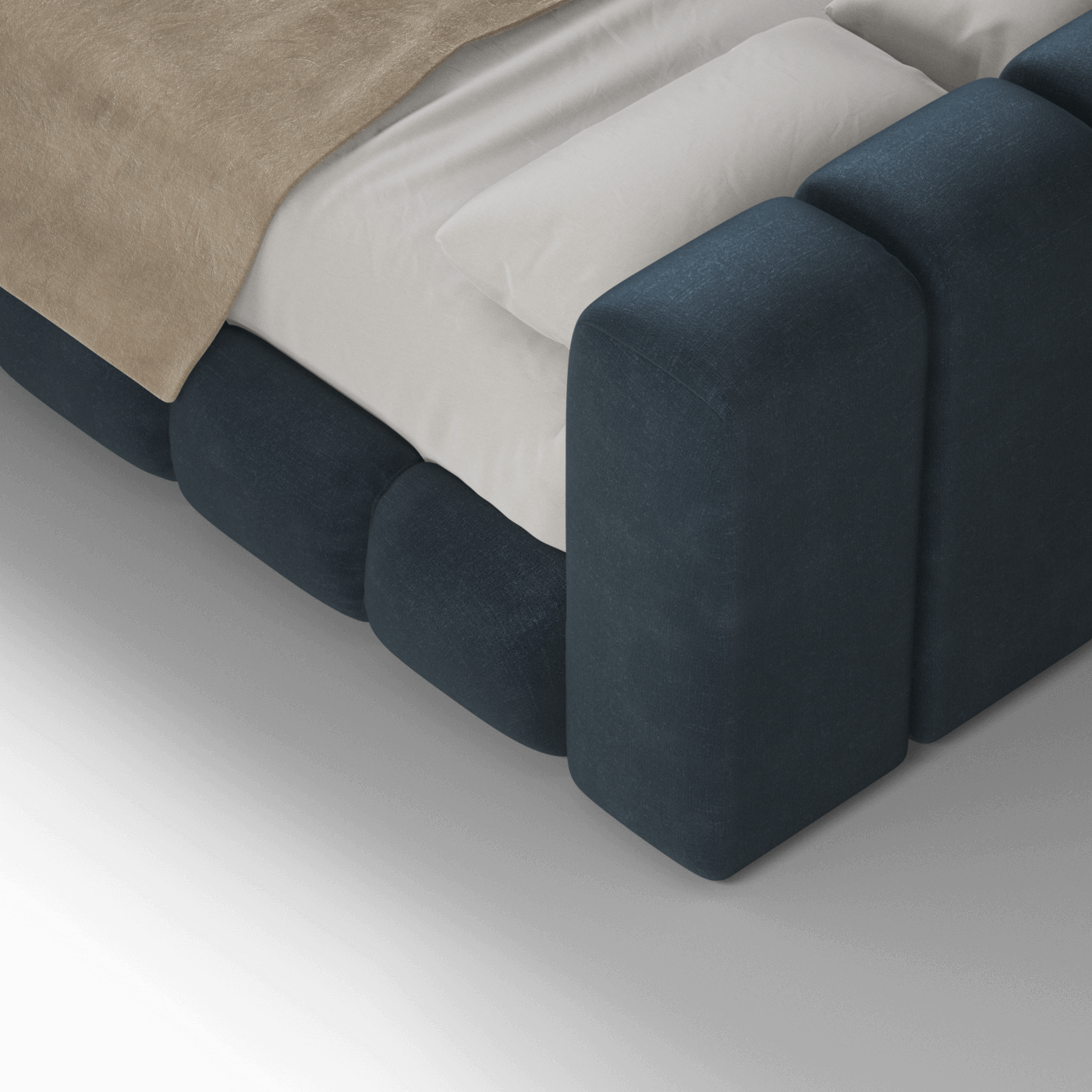 Fluffy Upholstered Bed Frame in Textured Bouclé