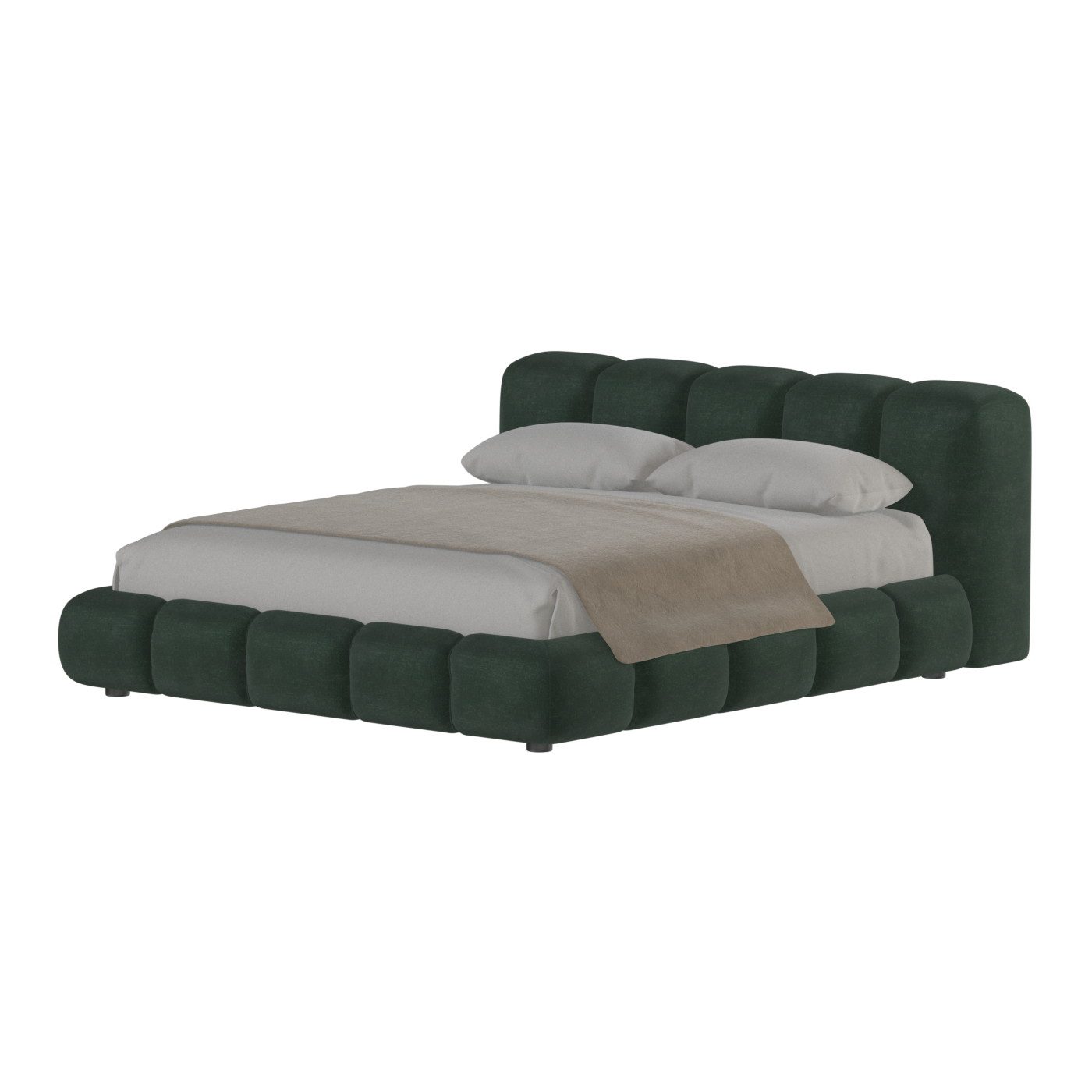 Fluffy Upholstered Bed Frame in Textured Bouclé