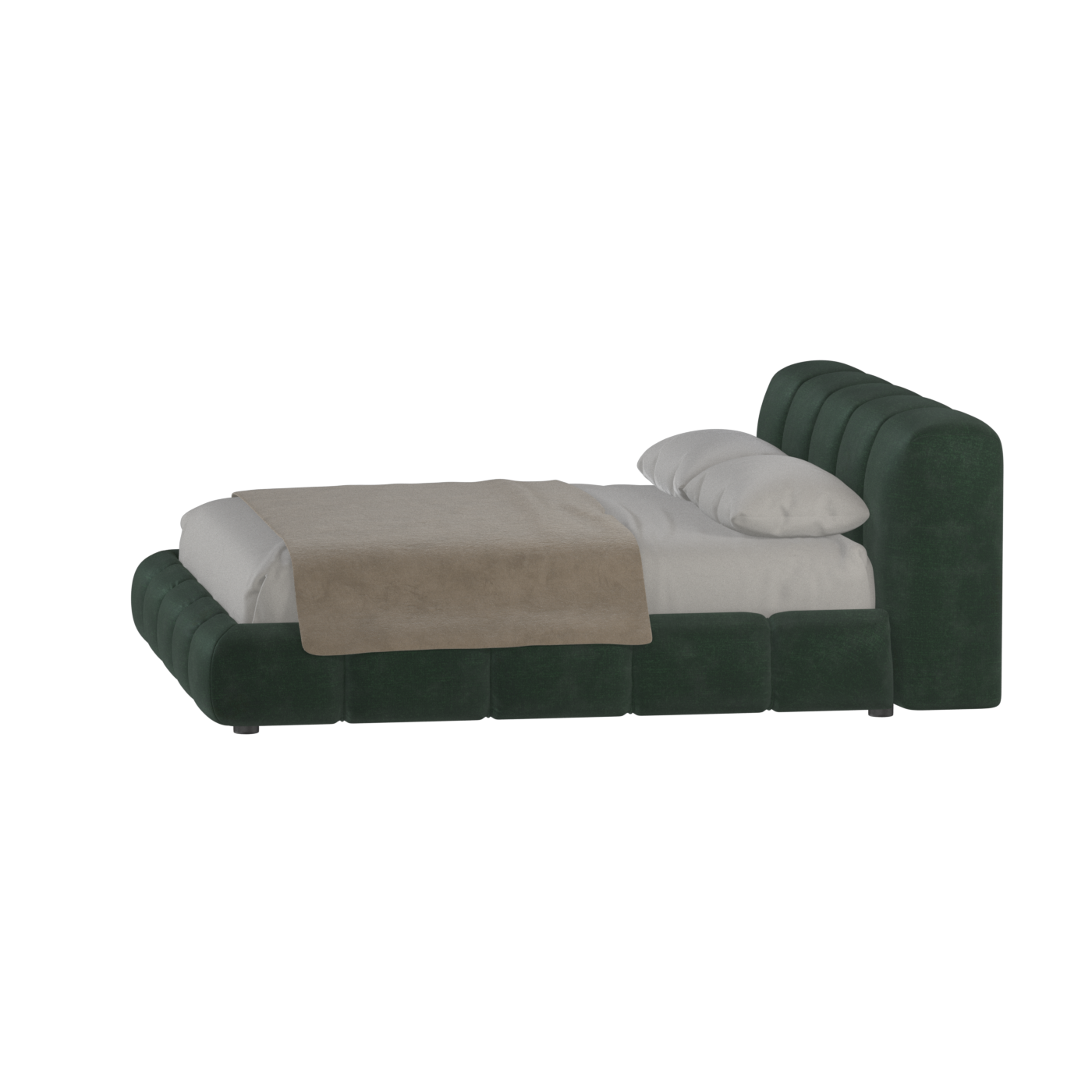 Fluffy Upholstered Bed Frame in Textured Bouclé