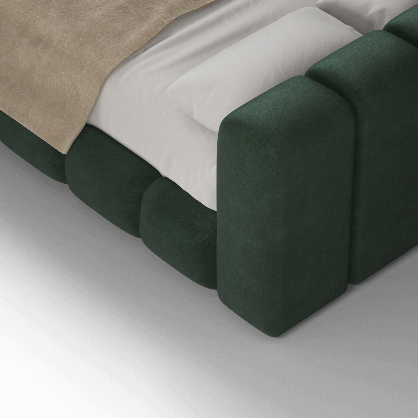 Fluffy Upholstered Bed Frame in Textured Bouclé