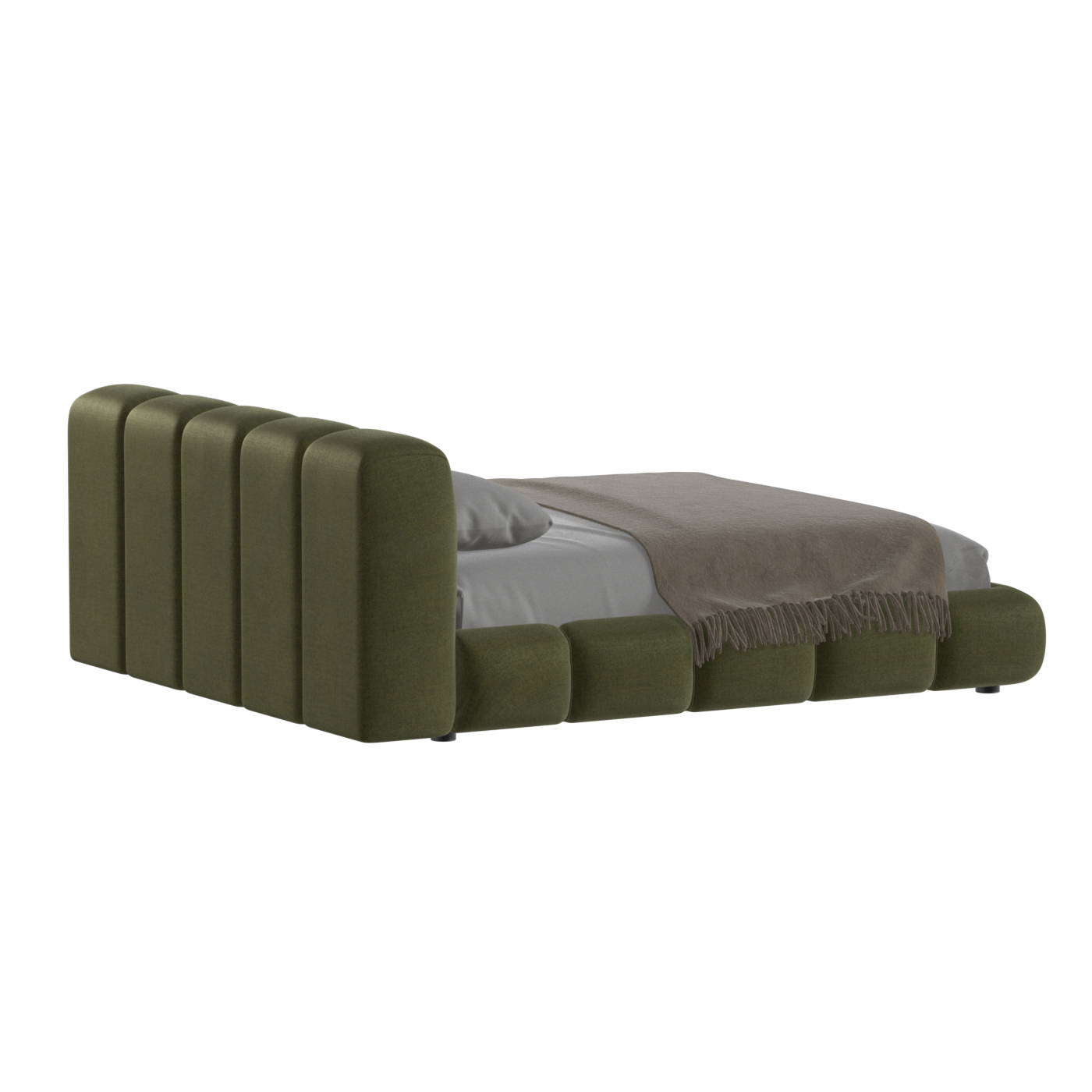 Fluffy Upholstered Bed Frame in Textured Bouclé