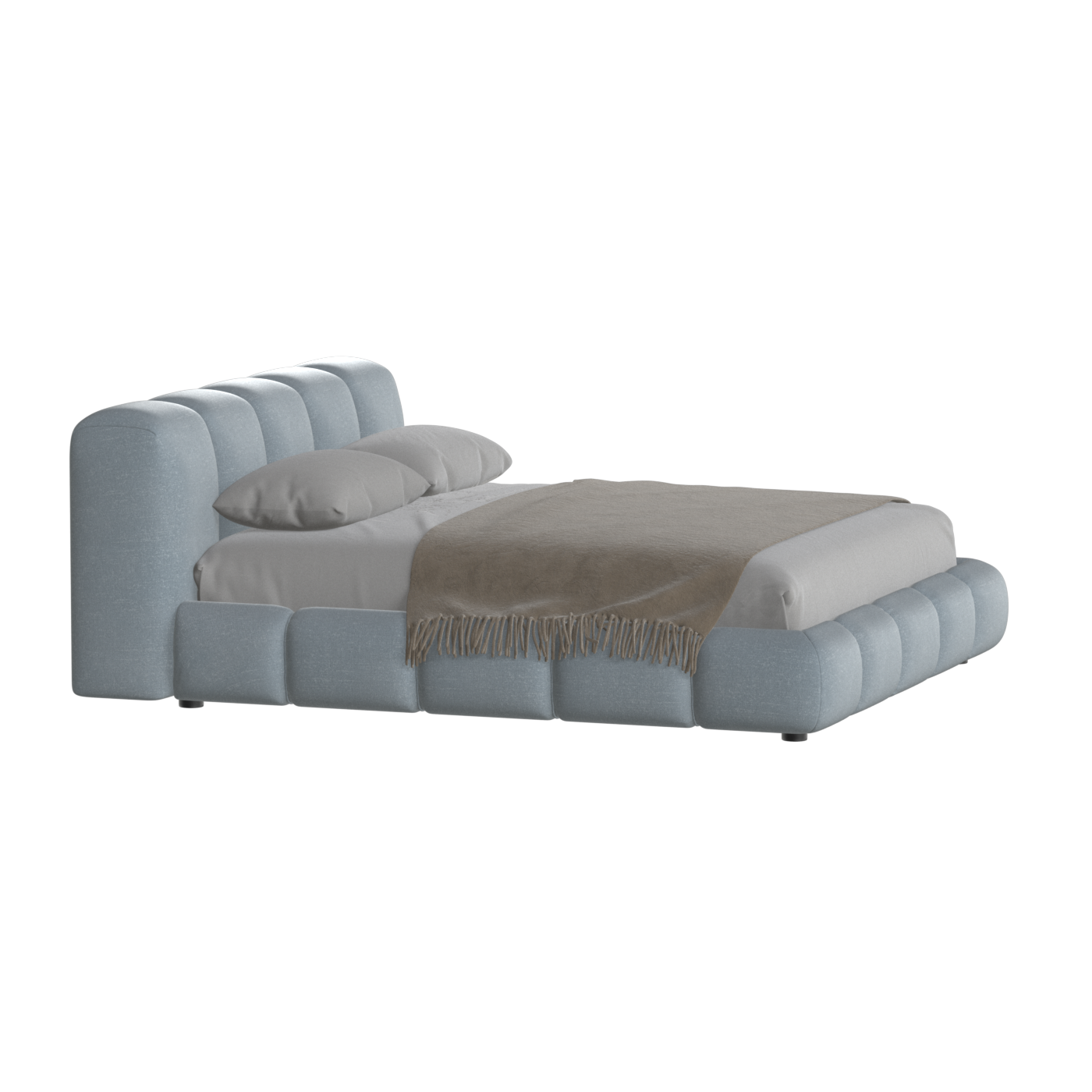 Fluffy Upholstered Bed Frame in Textured Bouclé