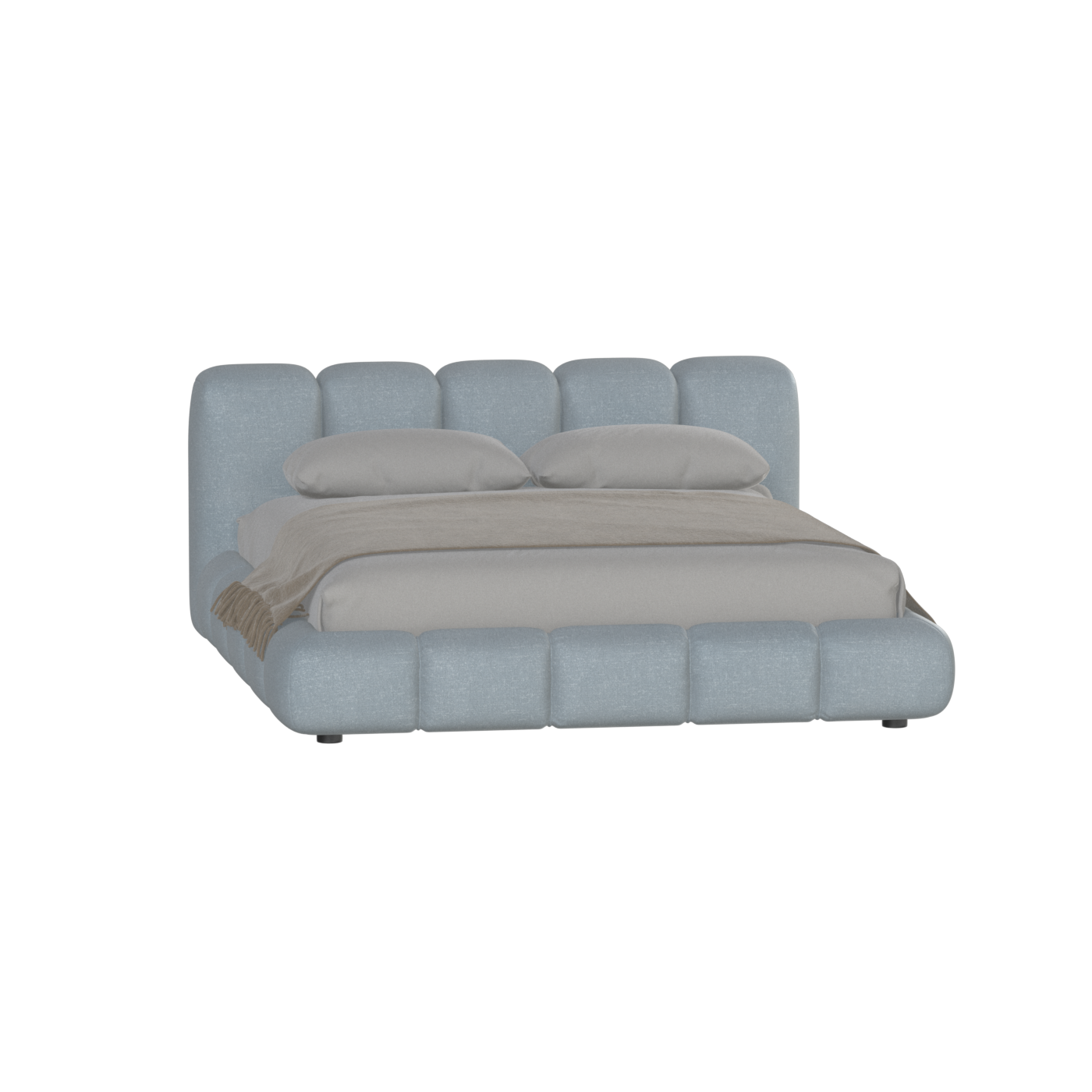 Fluffy Upholstered Bed Frame in Textured Bouclé