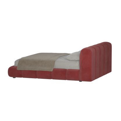 Fluffy Upholstered Bed Frame in Textured Bouclé