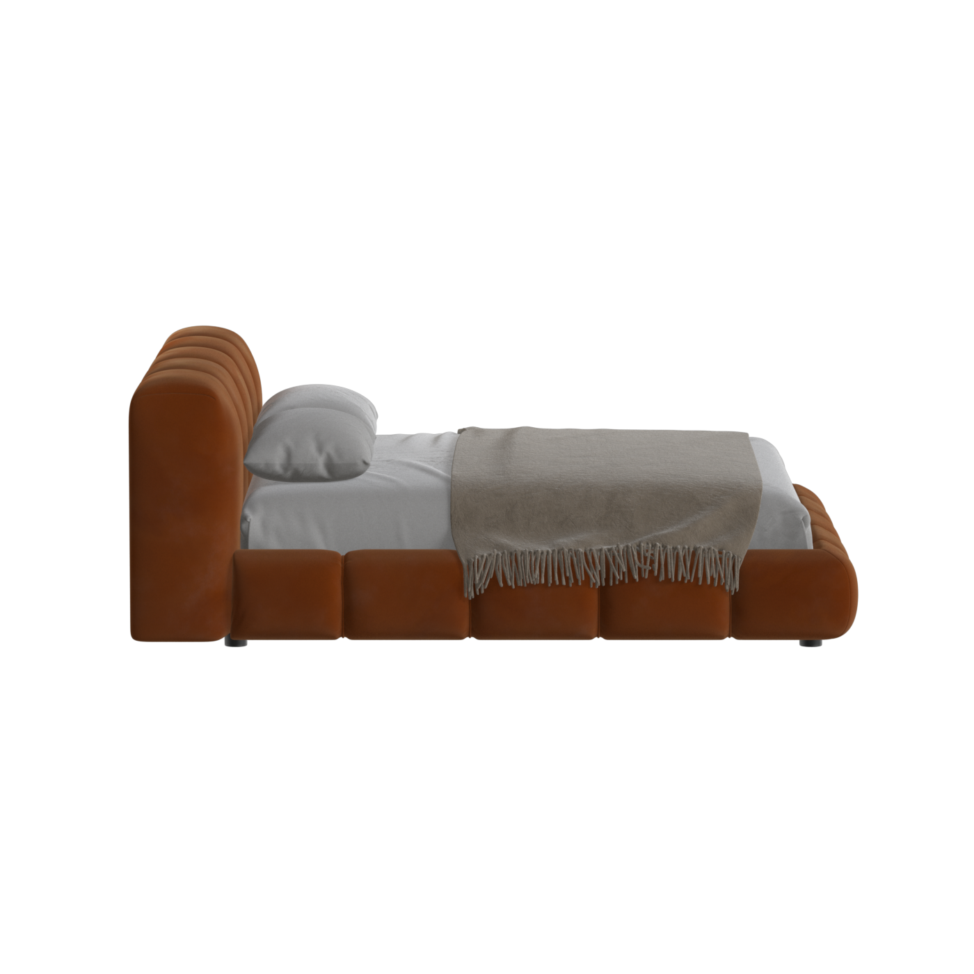 Fluffy Upholstered Bed Frame in Textured Bouclé
