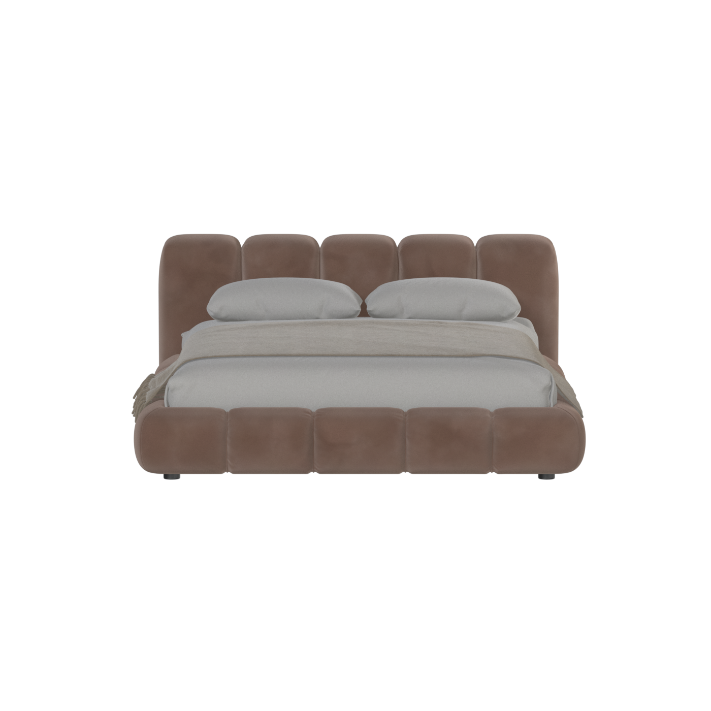 Fluffy Upholstered Bed Frame in Textured Bouclé
