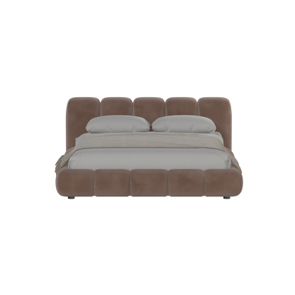 Fluffy Upholstered Bed Frame in Textured Bouclé