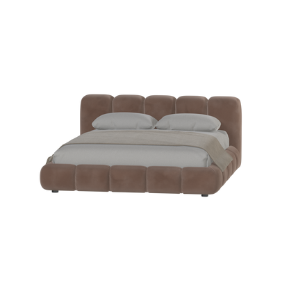 Fluffy Upholstered Bed Frame in Textured Bouclé