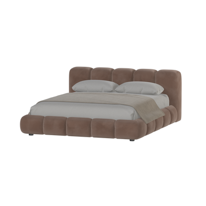 Fluffy Upholstered Bed Frame in Textured Bouclé