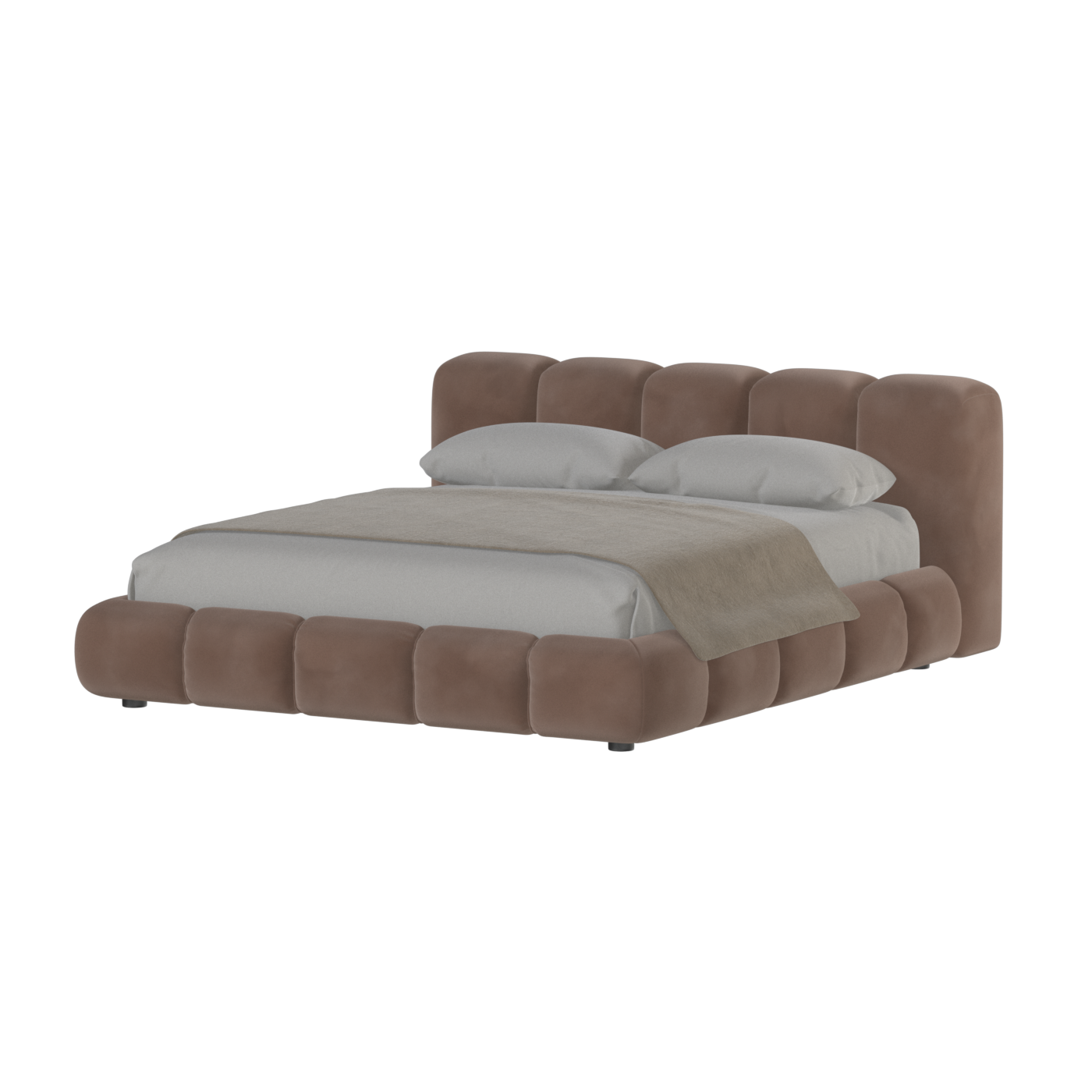 Fluffy Upholstered Bed Frame in Textured Bouclé