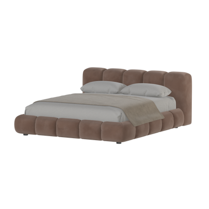 Fluffy Upholstered Bed Frame in Textured Bouclé
