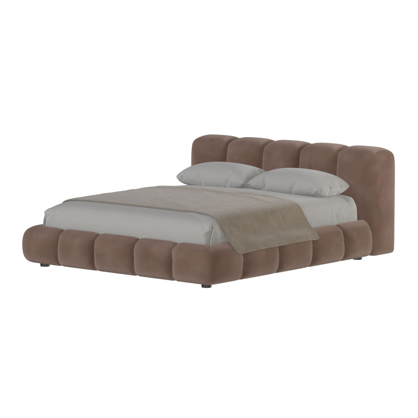 Fluffy Upholstered Bed Frame in Textured Bouclé