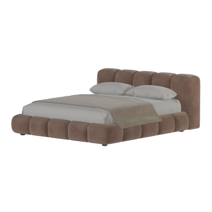 Fluffy Upholstered Bed Frame in Textured Bouclé