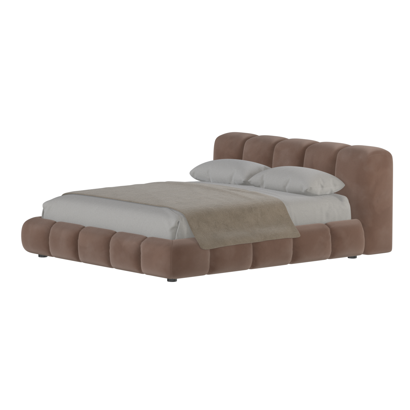 Fluffy Upholstered Bed Frame in Textured Bouclé