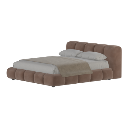 Fluffy Upholstered Bed Frame in Textured Bouclé