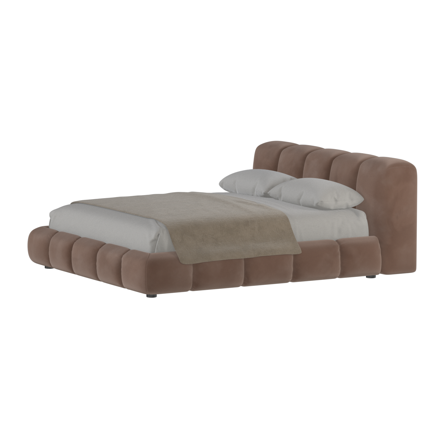 Fluffy Upholstered Bed Frame in Textured Bouclé
