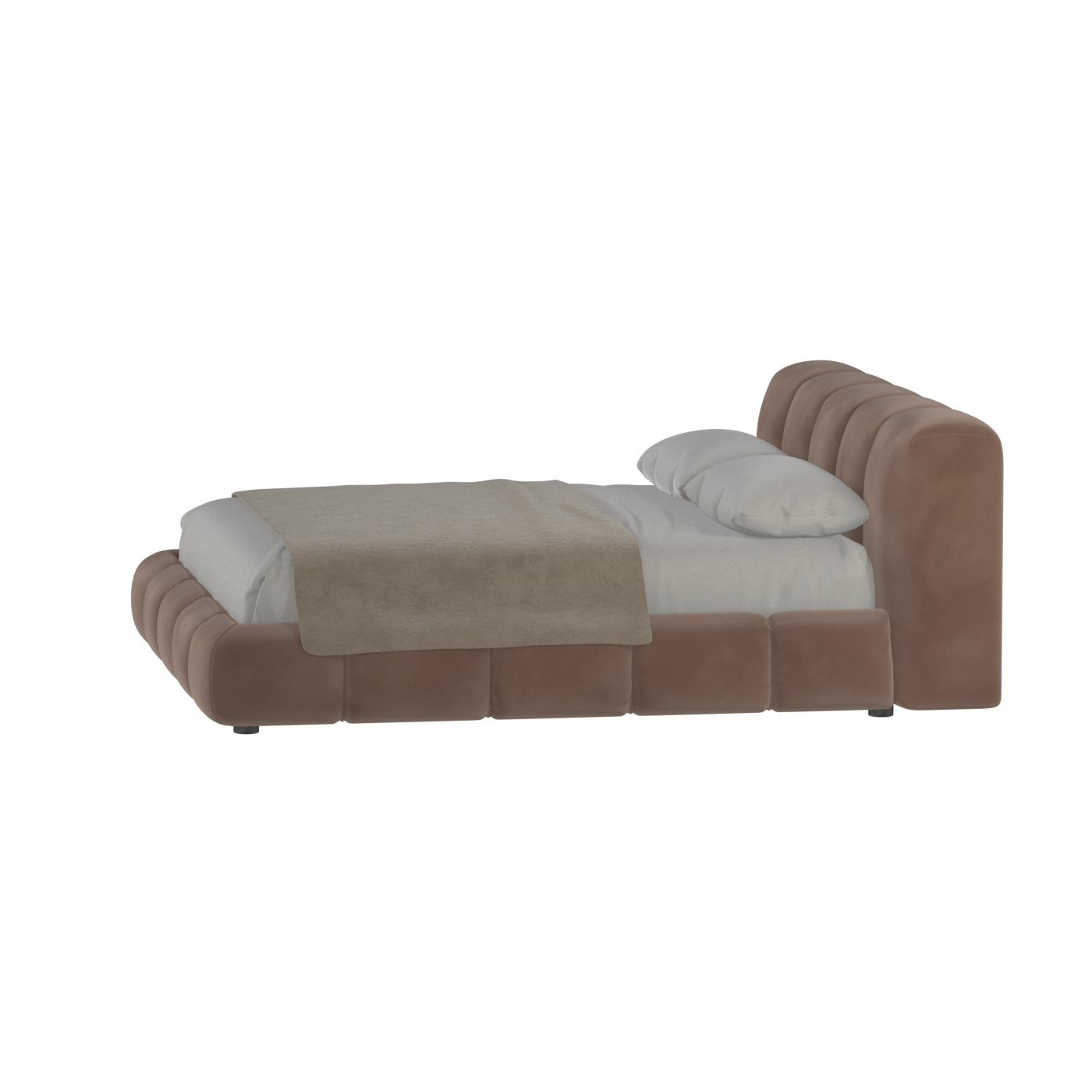 Fluffy Upholstered Bed Frame in Textured Bouclé