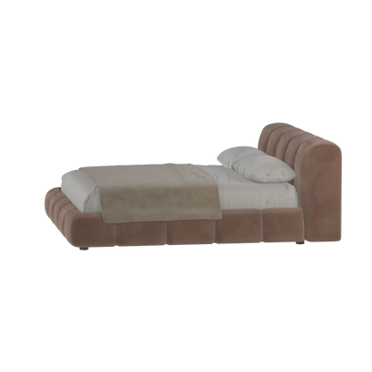 Fluffy Upholstered Bed Frame in Textured Bouclé