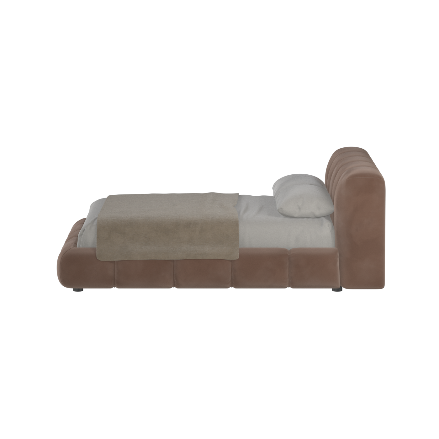 Fluffy Upholstered Bed Frame in Textured Bouclé