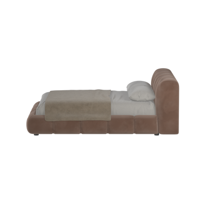 Fluffy Upholstered Bed Frame in Textured Bouclé