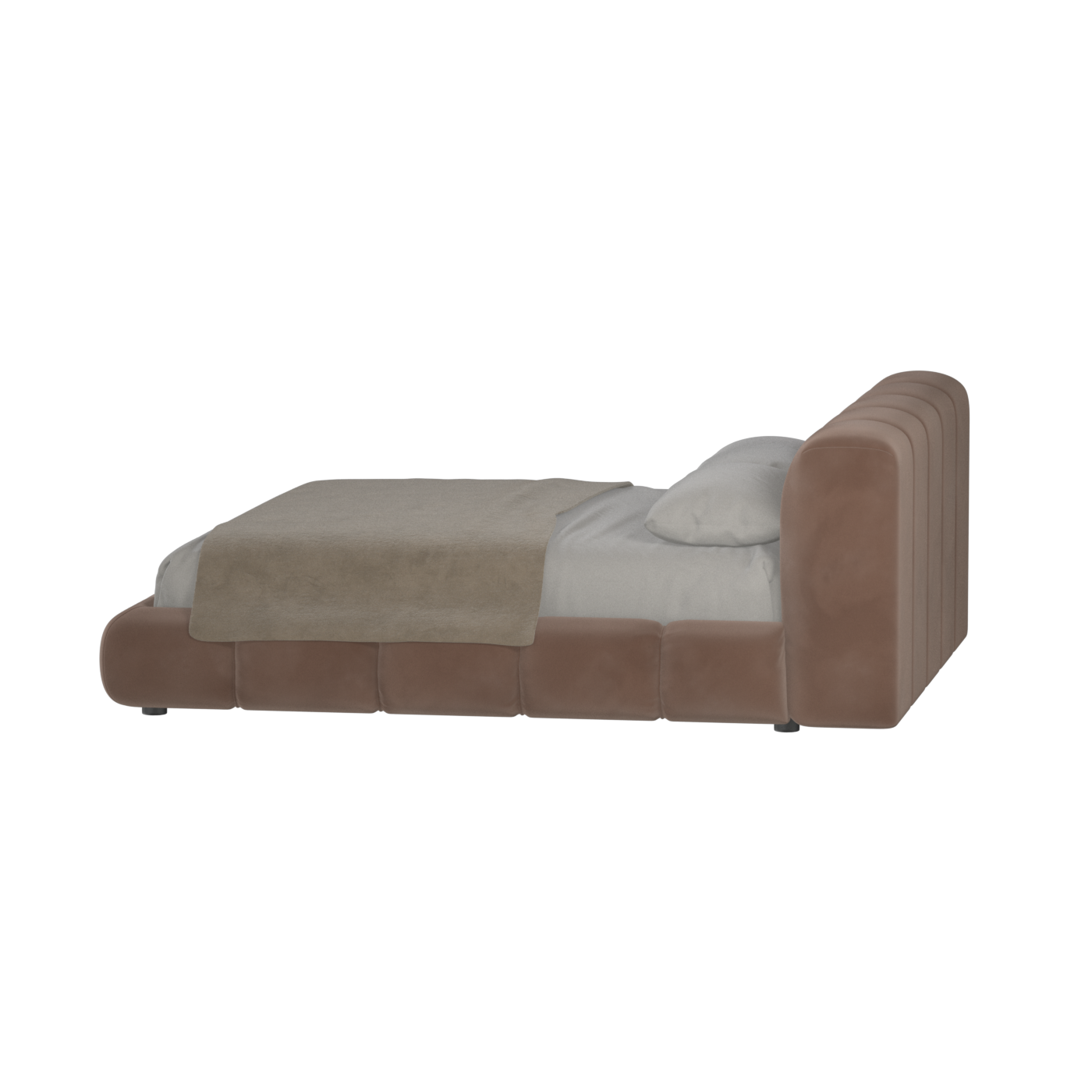 Fluffy Upholstered Bed Frame in Textured Bouclé