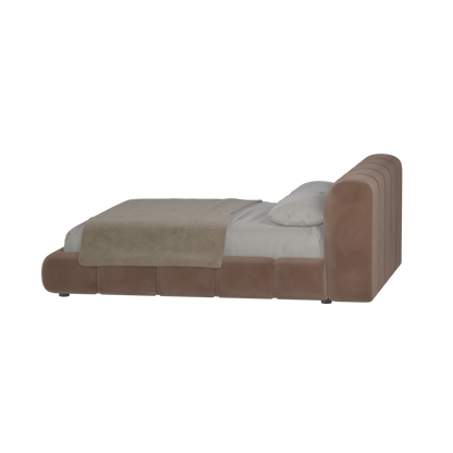 Fluffy Upholstered Bed Frame in Textured Bouclé