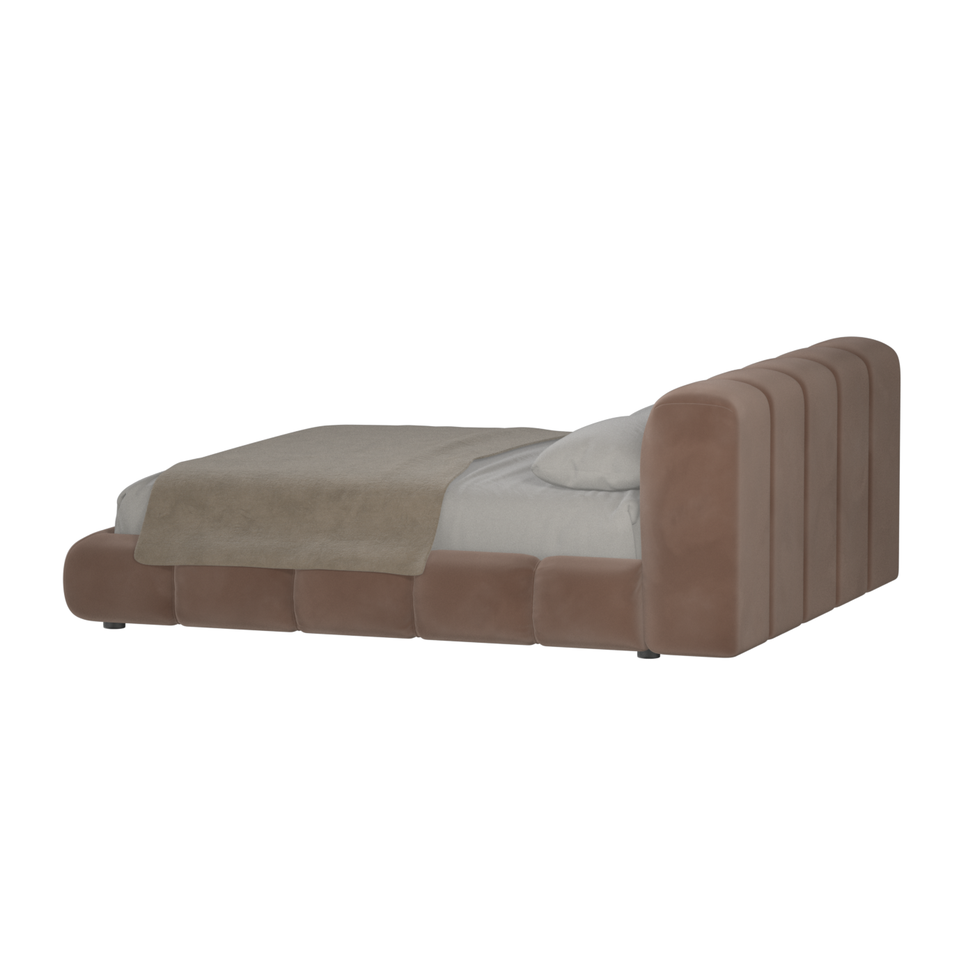 Fluffy Upholstered Bed Frame in Textured Bouclé