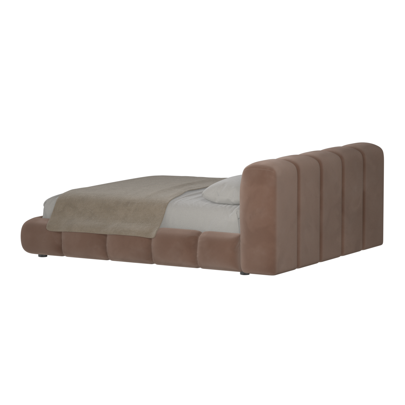 Fluffy Upholstered Bed Frame in Textured Bouclé