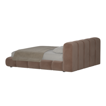 Fluffy Upholstered Bed Frame in Textured Bouclé