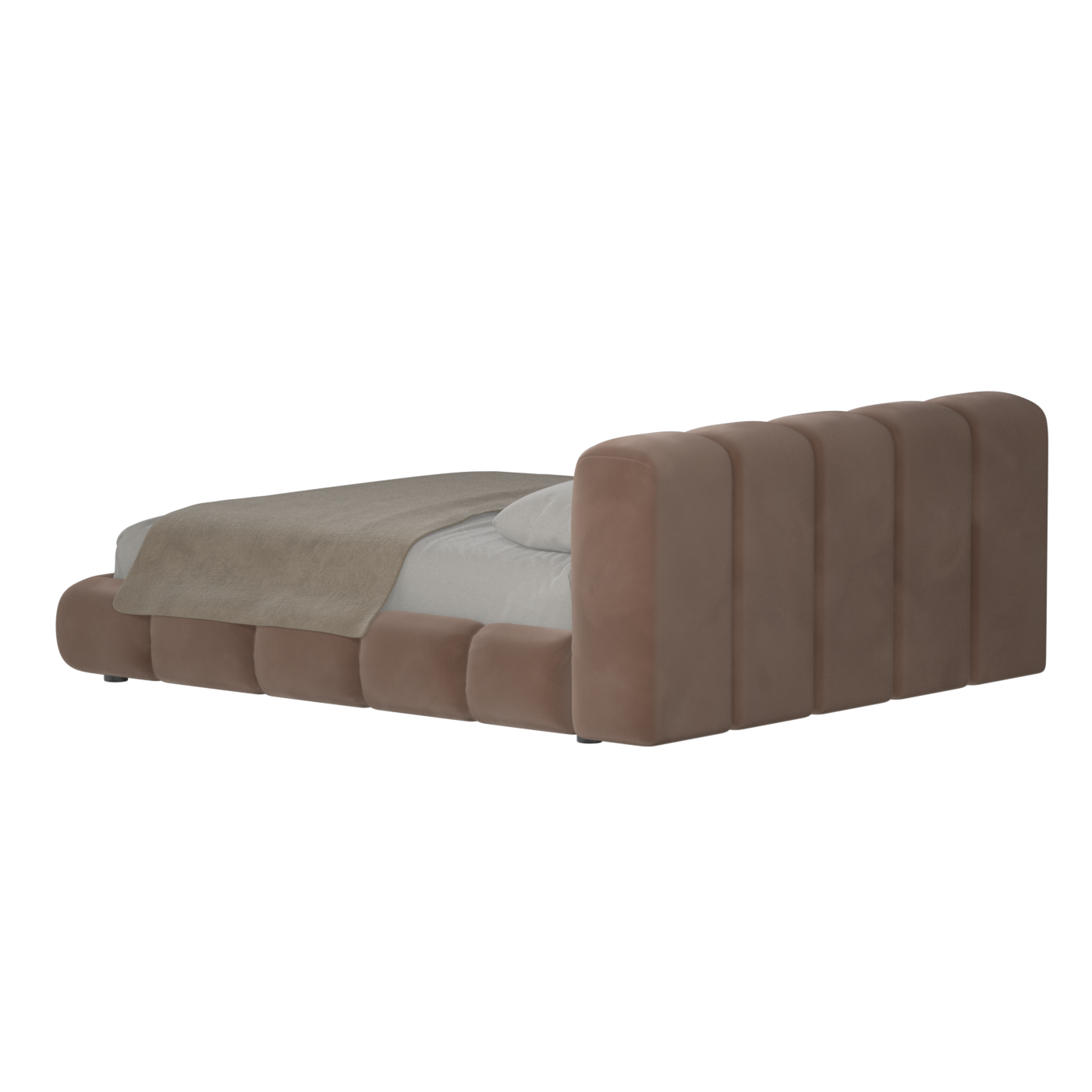Fluffy Upholstered Bed Frame in Textured Bouclé