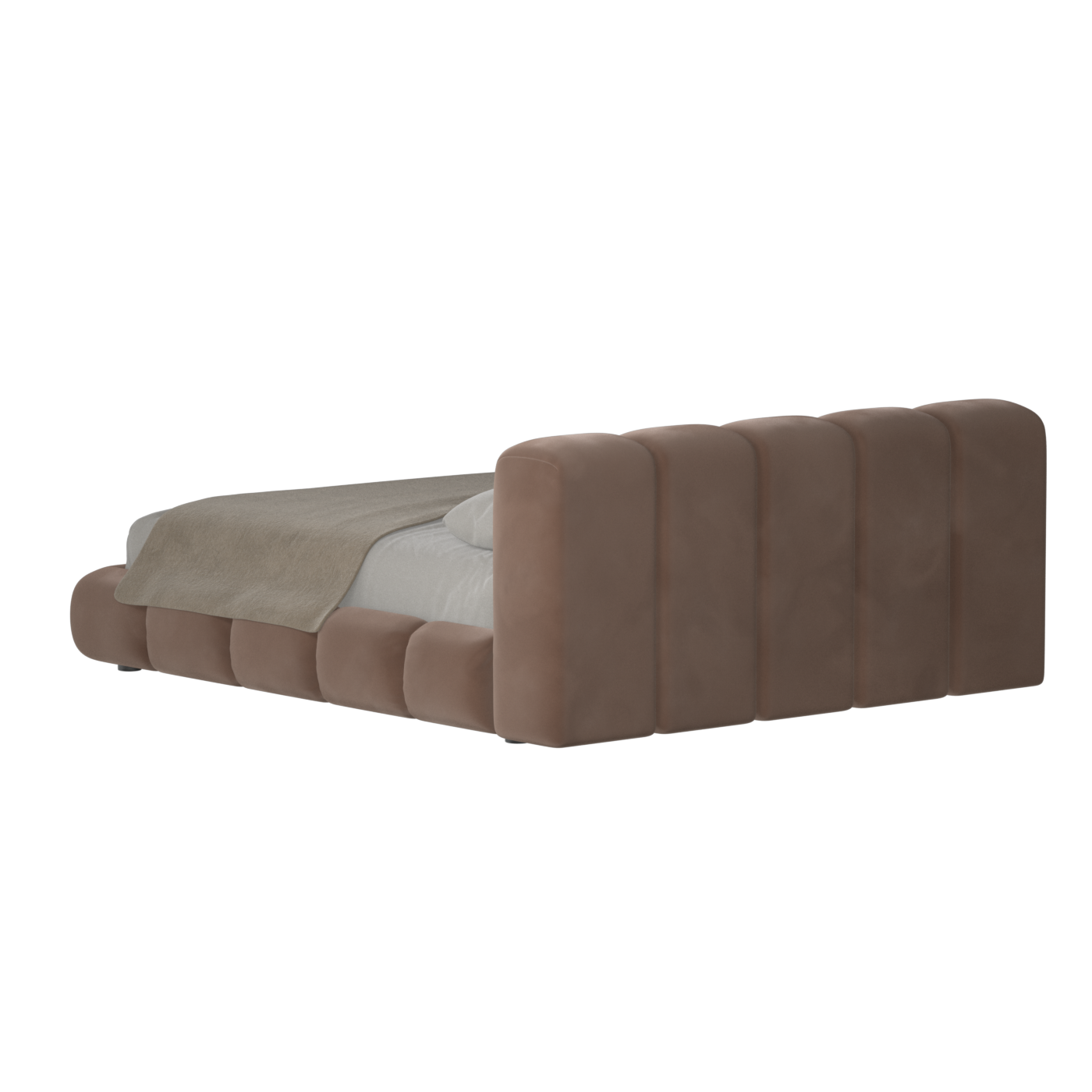 Fluffy Upholstered Bed Frame in Textured Bouclé