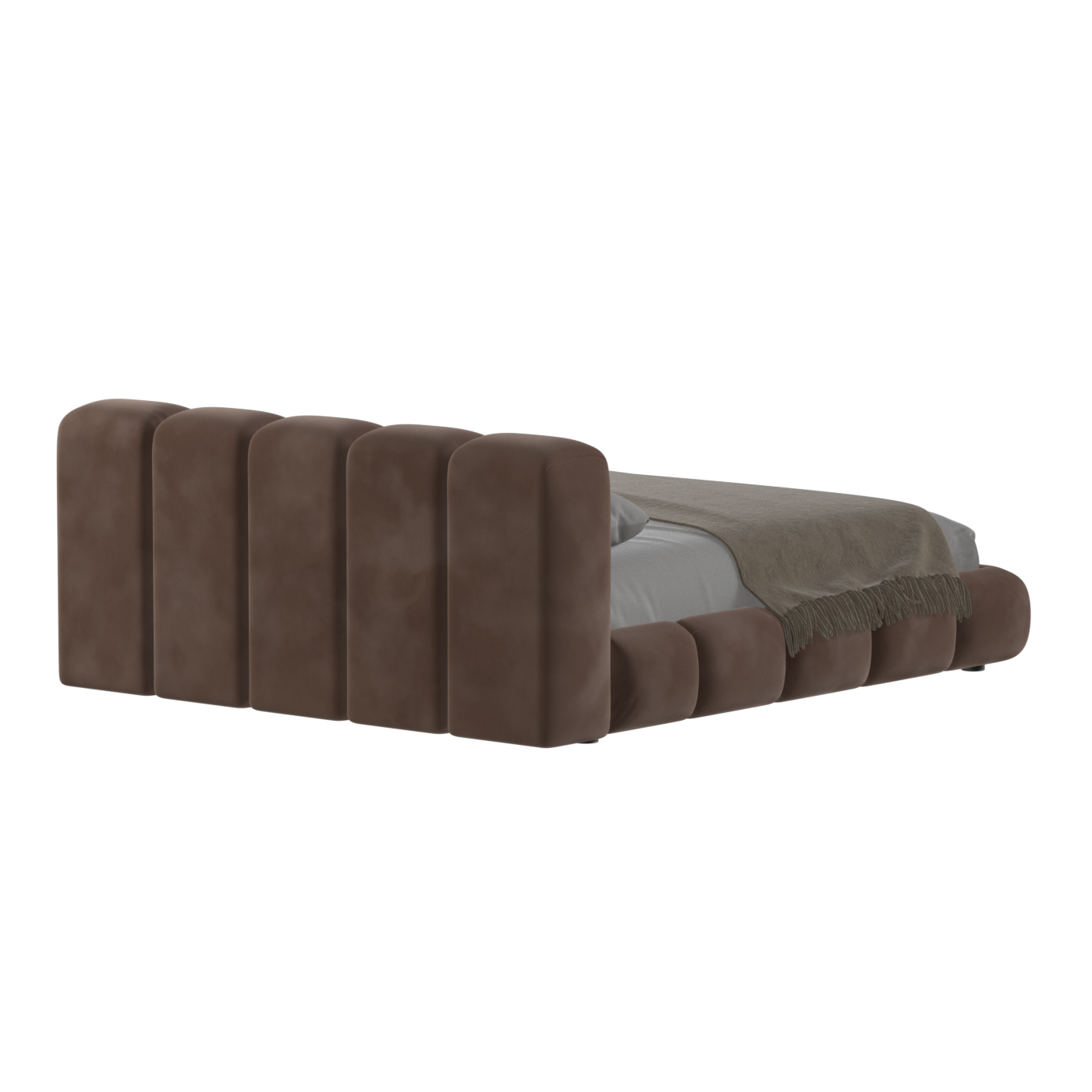 Fluffy Upholstered Bed Frame in Textured Bouclé