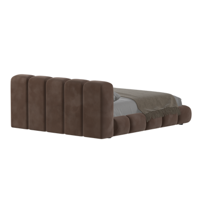 Fluffy Upholstered Bed Frame in Textured Bouclé
