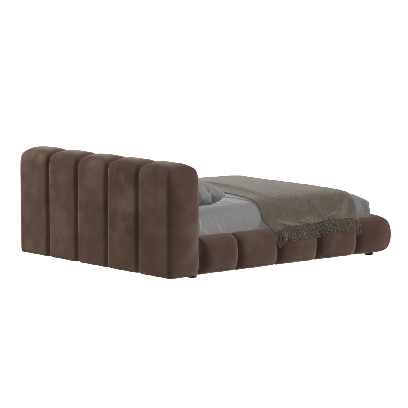 Fluffy Upholstered Bed Frame in Textured Bouclé
