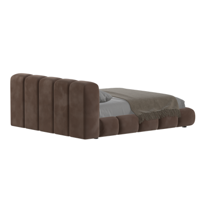 Fluffy Upholstered Bed Frame in Textured Bouclé