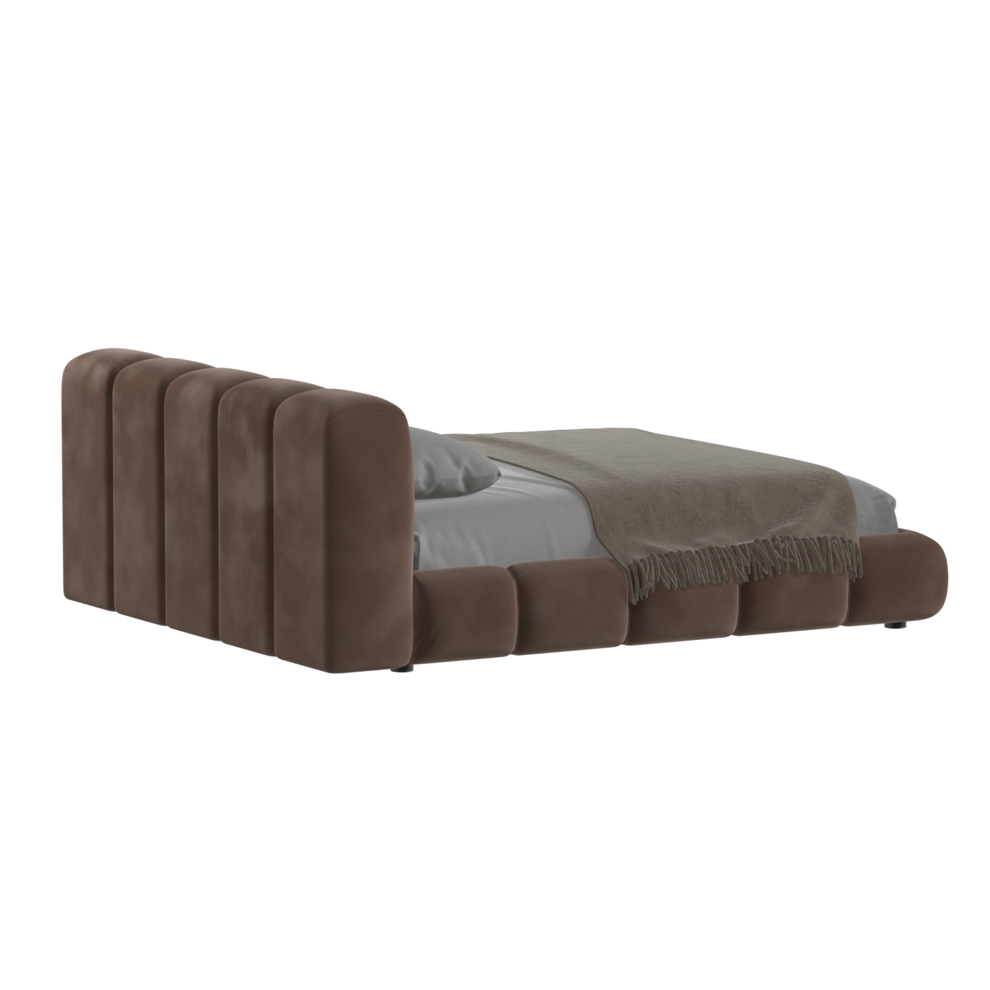 Fluffy Upholstered Bed Frame in Textured Bouclé