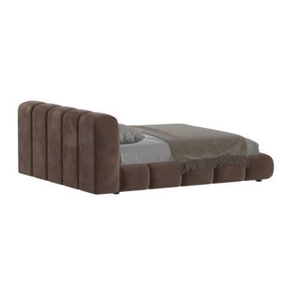 Fluffy Upholstered Bed Frame in Textured Bouclé