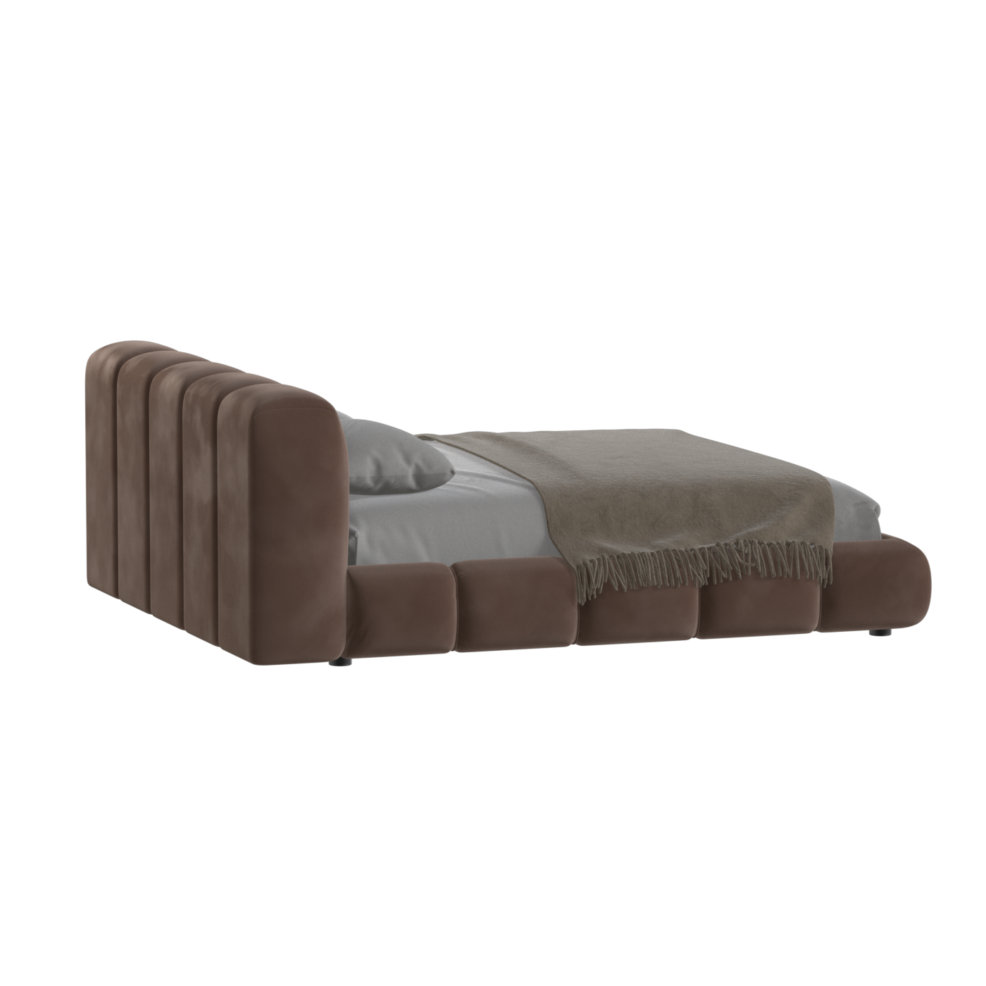 Fluffy Upholstered Bed Frame in Textured Bouclé