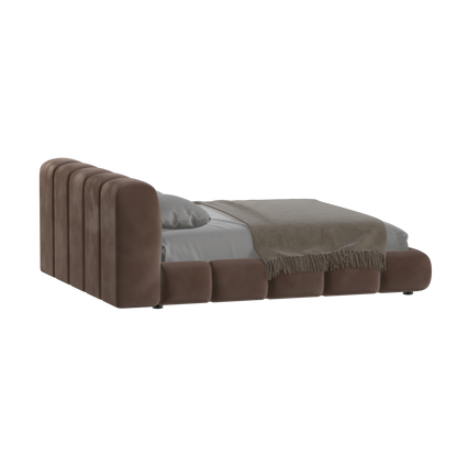 Fluffy Upholstered Bed Frame in Textured Bouclé