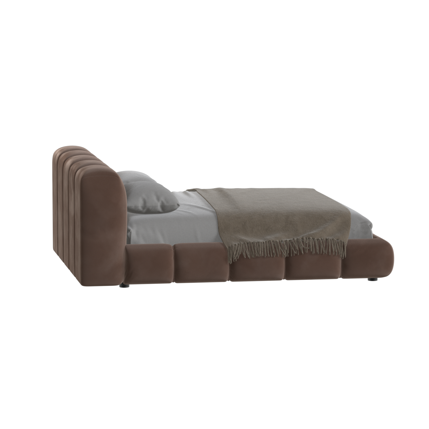 Fluffy Upholstered Bed Frame in Textured Bouclé