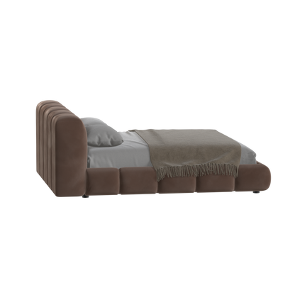 Fluffy Upholstered Bed Frame in Textured Bouclé