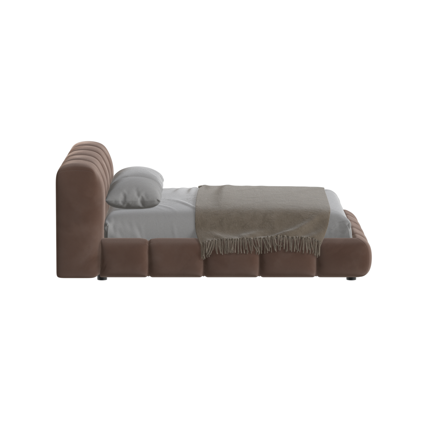 Fluffy Upholstered Bed Frame in Textured Bouclé