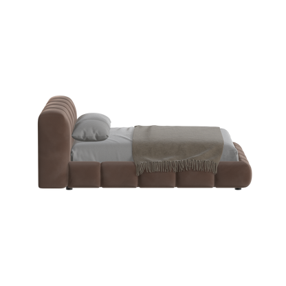 Fluffy Upholstered Bed Frame in Textured Bouclé